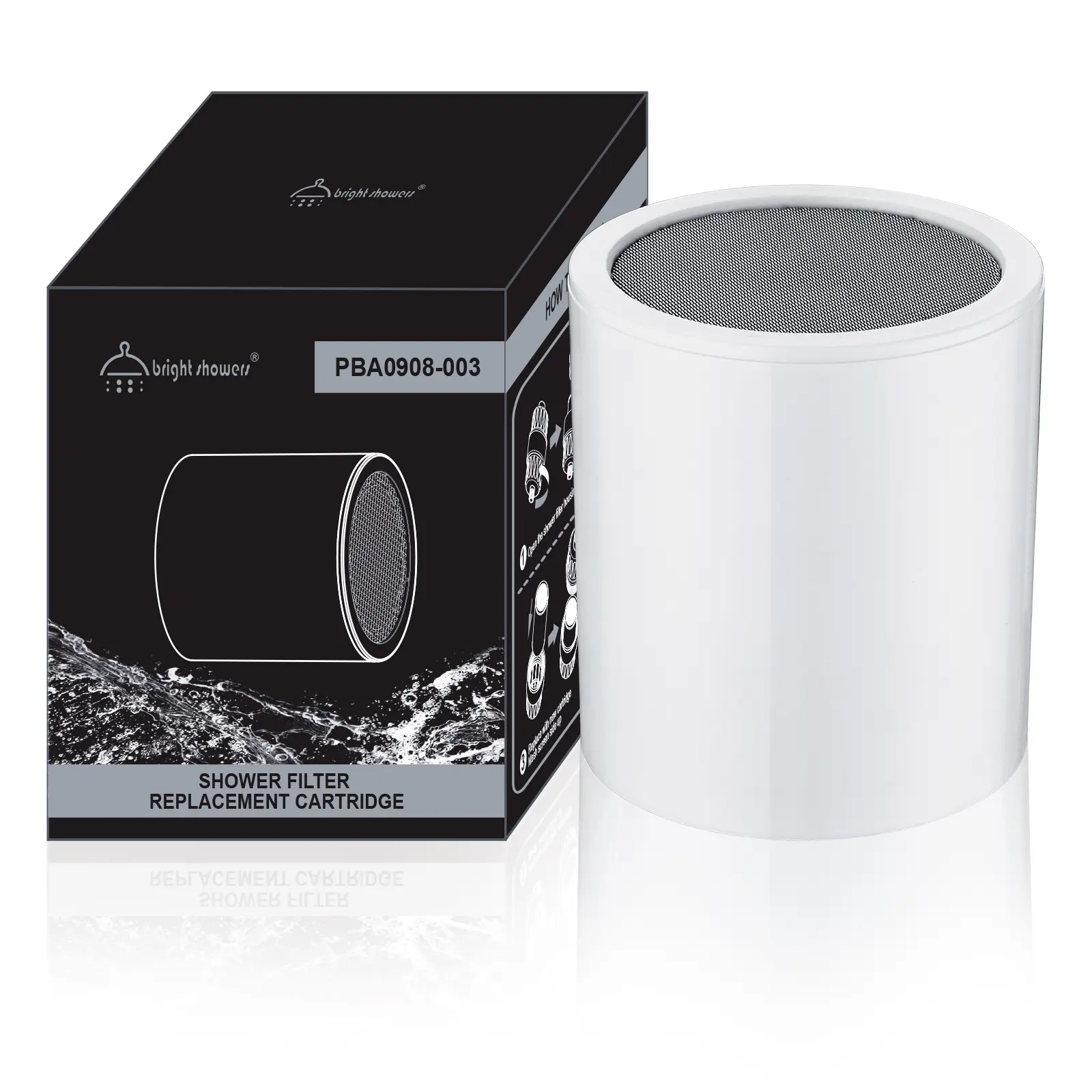 BRIGHT SHOWERS Replacement Shower Filter Cartridge for Hard Water, High Output Multi Stage Shower Filter Removes Chlorine, Fluoride, Heavy Metals
