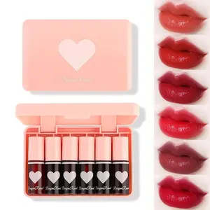 6 Colors Lip Tint Stain Set, Korean Lip Gloss Plumping Mini Liquid Lipstick, Multi-use Lip and Cheek Tint,Waterproof&Long Lasting,Natural Lip Stain Non-Sticky,Vivid Color (Avocado)