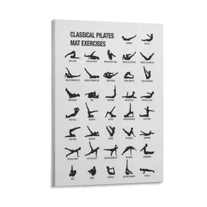 Pilates Reformer Chart Home Gym Yoga Gift for Yoga Lovers Poster Canvas Poster Bedroom Decor Sports Landscape Office Room Decor Gift Frames Ornaments Wall Decoration