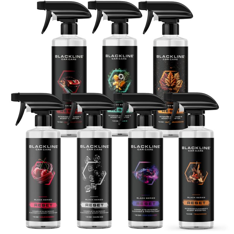 BLACKLINE RESET Complete Interior Cleaner & Scent Booster - 3 Signature Scents - Surface Safe Formula - Streak-Free Finish - Safe on All Surfaces - Car Cleaning Supplies