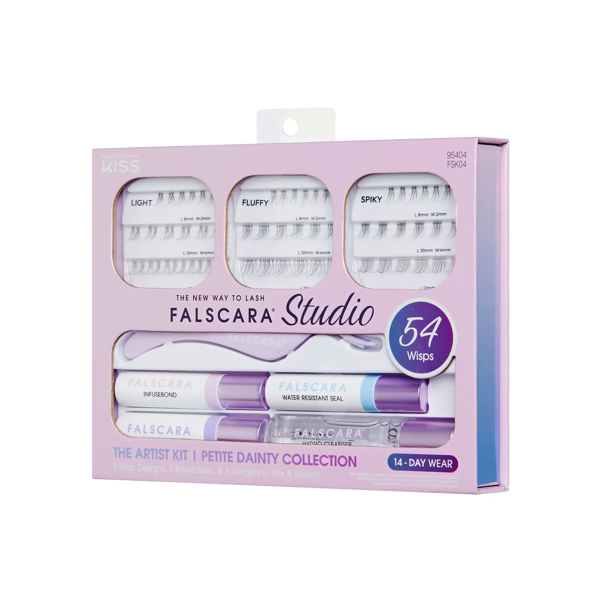 Falscara Studio Lash Extension Kit  - Petite Dainty Wispy | DIY False Lash Extensions, Light Glam, Cluster Lash, Wispy Lashes, 54 Wisps, 8mm-12mm