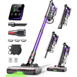 Cordless Vacuum Cleaner, 45KPa 600W  Stick Vacuum for , 60Mins Runtime, 1.8L XL Dust Cup - Empty, Green LED Anti- Brush & , for  Carpet Hard Floor