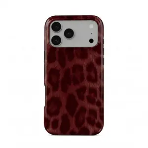 Realistic Red Leopard Fur Phone Case for iPhone 17 Pro Max, Deep Crimson Dark Feminine Aesthetic Shockproof Cover for Iphone 17 Pro Max, 16 Pro Max