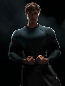 Men's Round Neck Tight-Fitting Breathable Comfortable Fitness Running Training Fashion Daily Wear Top, Men's Casual Sports Shirt