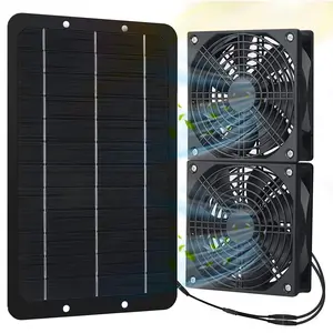 Solar-powered dual-fan intelligent ventilation and exhaust system, rainproof, silent, plug-free, easy-to-install heat dissipation equipment, air circulation device for home and outdoor greenhouses, chicken coops, and pet rooms.