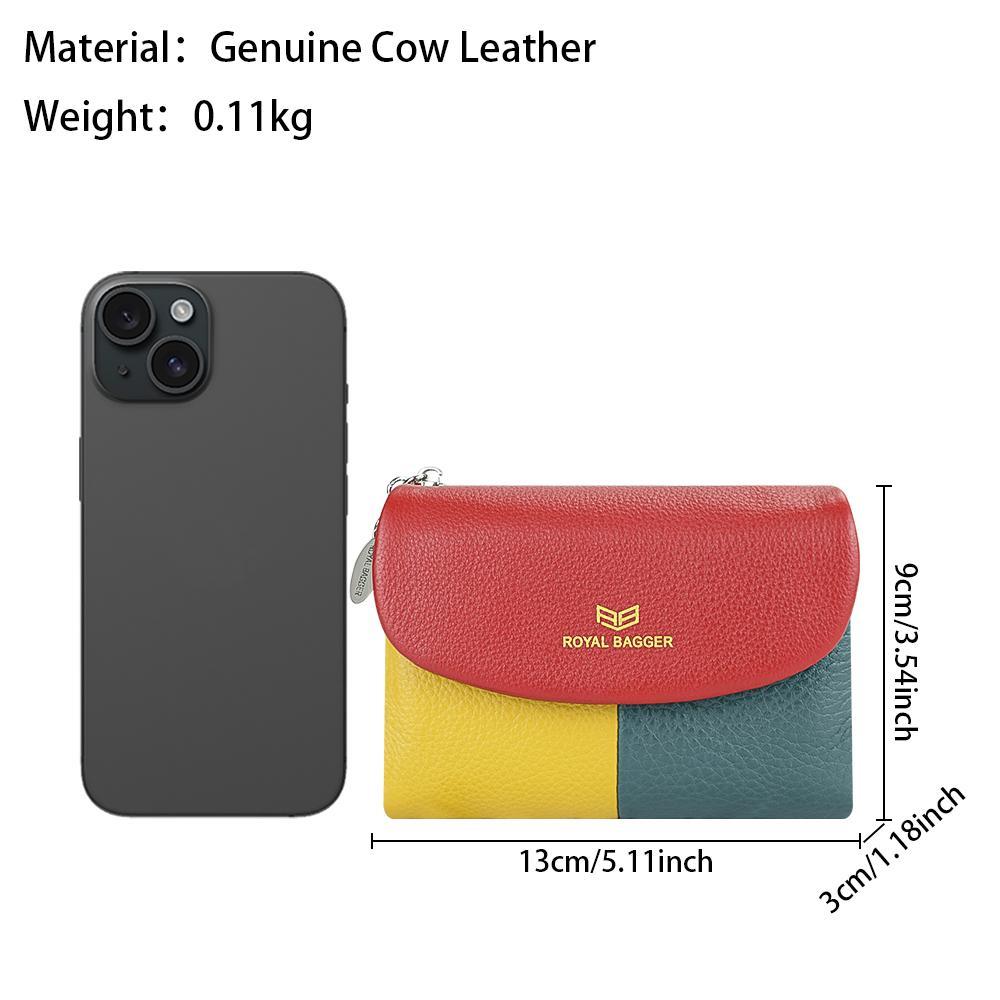 Royal Bagger RFID Blocking Women's Short Wallet Genuine Leather Multi-card Slots Card Holder Trifold Purse Magnetic Opening 2063 SpringStatements
