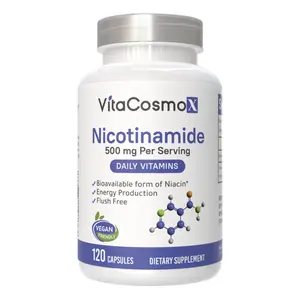 VitaCosmoX Nicotinamide 500 mg – 120 Vegan Capsules | Flush-Free Niacinamide (Vitamin B3) for General Wellness & Energy Production