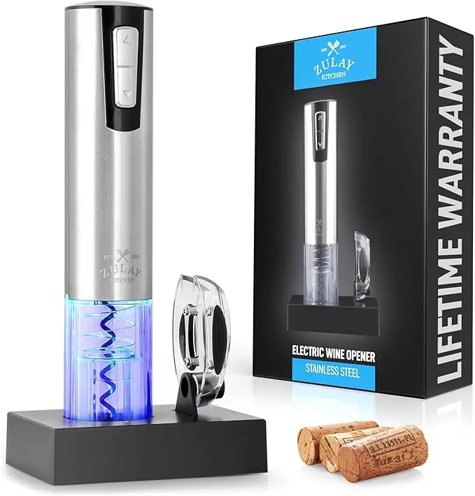Zulay Electric Wine Opener With Charging Base and Foil Cutter Zulay Electric Wine Opener With Charging Base and Foil Cutter