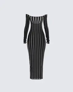 Meritt Black Stripe Midi Dress