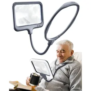 Neck Magnifier with Light Hands Free - 3X Full Page Large Lighted Magnifying Glass for Reading Book - Flexible Wearable Magnifier for Seniors Low Vision Gifts - Close Work Cross Stitch Sewing Repair
