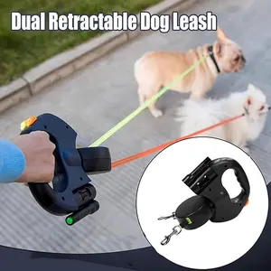 [Give a gift] 2025 Two dogs one leash Enhanced Edition - Dual (2) Dog Retractable Leash, Auto-Untangles, Supports Up To 30lb Dogs,10ft Retractable Leash,Two dogs one leash collar tangle free leash dog accessories dog accessories durable bungee Harnesses