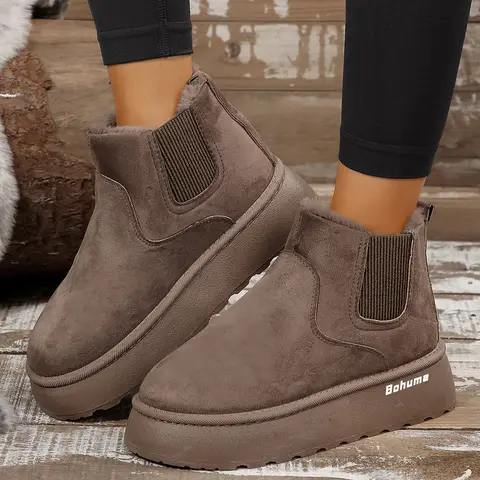 Women's Platform Cute Ankle Boots Warm Fluffy Fuzzy Lining  Slip On Water Resistant Winter Slipper House Outdoor Indoor Snow Boot Shoes for Ladies Gift Springfresh Footwear Flatform