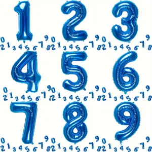 [Blue Number Balloons] 16" Blue Number Balloons 0-9 | Foil Mylar - Perfect for Birthdays, Weddings & Celebrations, Suitable for Teens & Adults, Single Pack, Halloween Decorations, Christmas Decorations, Themed Balloons, Chrome Balloons for