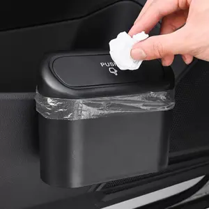 Push Type Car Trash Can, Multipurpose Car Garbage Bin, Flap Design Car Interior Storage Box, Universal Car Interior Accessories For Stowing & Tidying