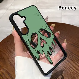 Magnetic Phone case Compatible with Galaxy  S23 Ultra S24 Plus FE S25 S22+ Melting Skull Vision Pattern Non-Yellowing Shockproof Soft Silicone Transparent Acrylic Cover Supports Wireless Charging