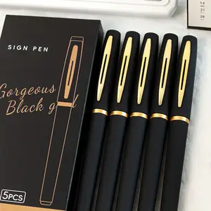 5pcs Large Capacity Gold Metal Pen Clips, 0.5mm/0.7mm/1.0mm, Multiple Specifications, Rollerball Pen Set, Ink Signature Pens, Office Gel Pens, Smooth Writing Pen