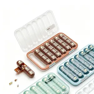 28 Compartments Am Pm Reminder Pill Box, Portable Travel Light Blocking Moisture Proof, Medicine Vitamin Case for Elderly