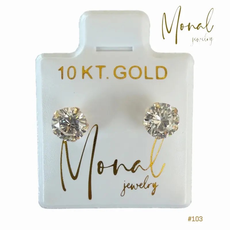 10K Gold Korean Style 5 mm Stud Earrings | Broqueles Coreanos de 5 mm en Oro de 10K