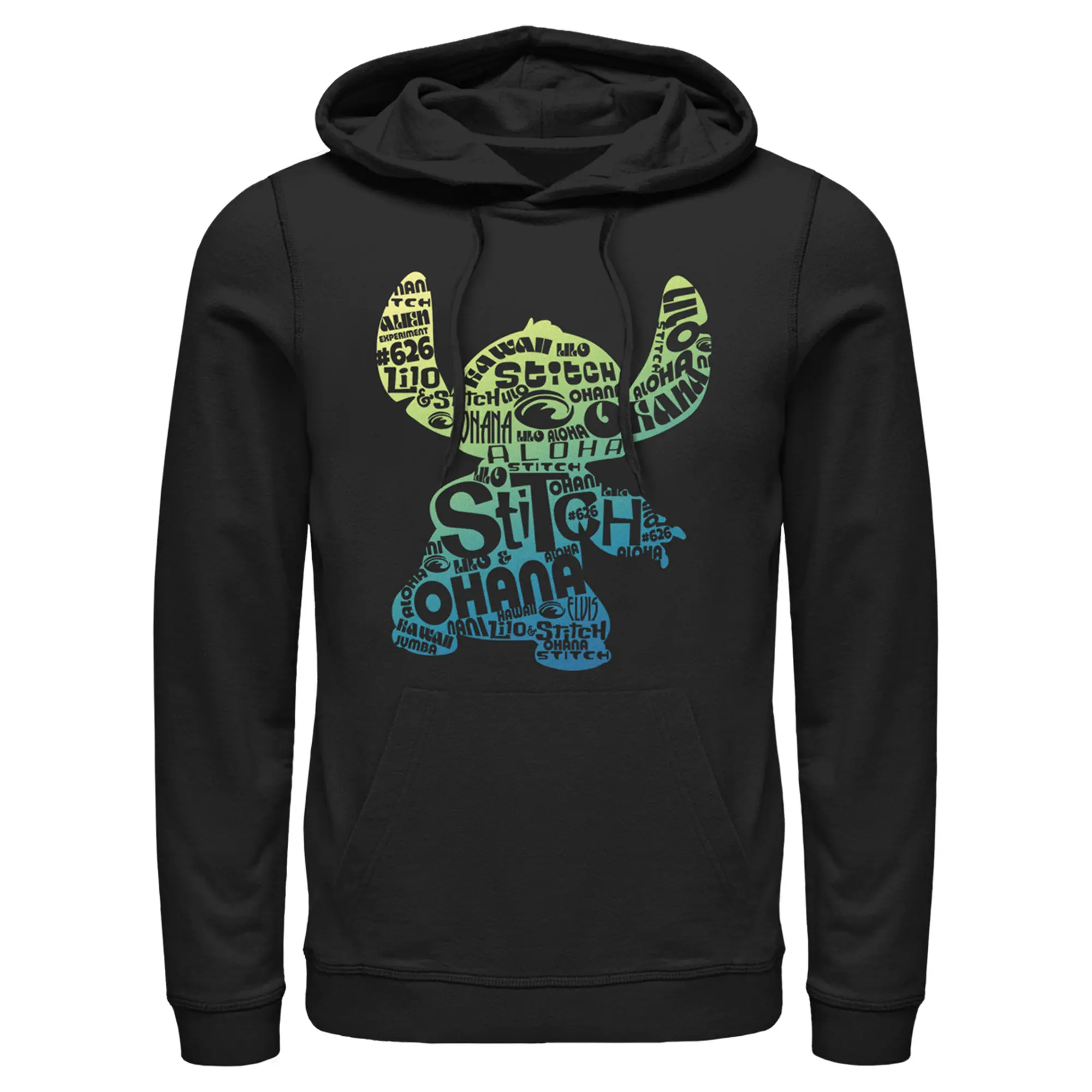 Men's Lilo & Stitch Yellow to Blue Silhouette Pull Over Hoodie