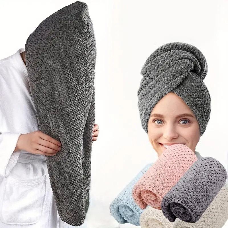 Pineapple Grid Hair Drying Towel Cap, Soft Microfiber Hair Wrap, Super Absorbent and Quick Dry, Gentle on Hair, Ideal for Women Post-Shower Skincare