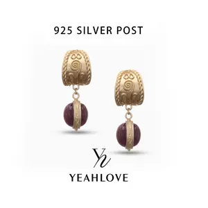 YEAHLOVE 925 Sterling Silver Vintage Earrings | Hypoallergenic | Intricate Embossed Details | Face-Flattering & Skin-Brightening | Versatile for Work, Dates & Everyday Style | Chic Statement Accessory
