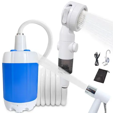Ann Katy Compact and Portable Electric Head Shower - 5V 2A 4000mAh, Plastic Body, Dual-Adjustable Flow Rates, Effortless Charging, Waterproof, Camping Gear, Travel Accessory for Camping, Pet Cleaning
