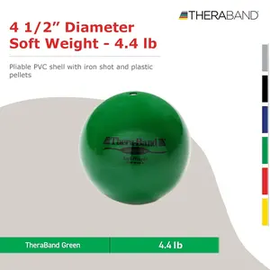 THERABAND Soft Weight, 4.5" Diameter, Weighted Balls for Baseball, Weighted Balls for Softball, Hand Held Ball Shaped Isotonic, Shoulder Strength, Rotator Cuff & Throwing Trainer, Green, 4.4LB