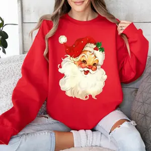 Retro Santa Sweatshirt, Vintage Santa Claus Crewneck, Women’s Christmas Sweater, Retro Holiday Sweatshirt, Festive Family Christmas Outfit