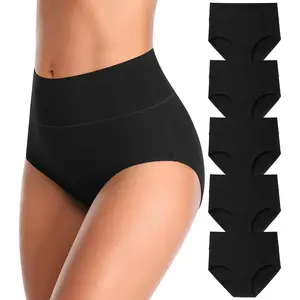 MISSWHO Women's Cotton High-Waisted Panties - Soft, Full-Coverage Ladies' Elastane Underwear for Adult Regular & Plus Sizes
