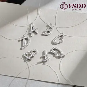 【#562 Letter Necklace】 New Invisible Chain Letter Pendant Necklace  vvs Synthetic Moissanite Necklace in 925 Sterling Silver