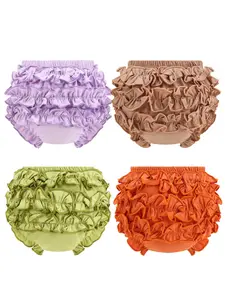 4-Pack Fashion Cotton Ruffle Girls Undewear Soft Infant Bloomers Undies Cute Breathable  Diaper Cover for Baby Girls Toddler Kids  Shorts Panties