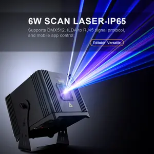 SHEHDS Beam Light ConstelLaser Waterproof 6W RGB Full Color 3D Animation ILDA Aluminium housing touchscreen DMX512 Sound Activated Control Party Lights for Club Birthday Bar Disco Concert