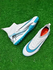 Parent - Child Green - Orange - Blue Gradient High - Top Football Boots, Tech Sports Style, Knitted Mesh Material, Excellent Grip & Comfortable, Ideal for Parent - Child Football Training & Matches