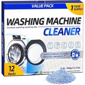 Washing Machine Cleaner  Deodorizer 12 Pack, For Deep Descaling, Cleaning Front-Loading & Top-Loading Washing Machine Drum Interiors And Drum Seal, Septic  Safe - 12 Month