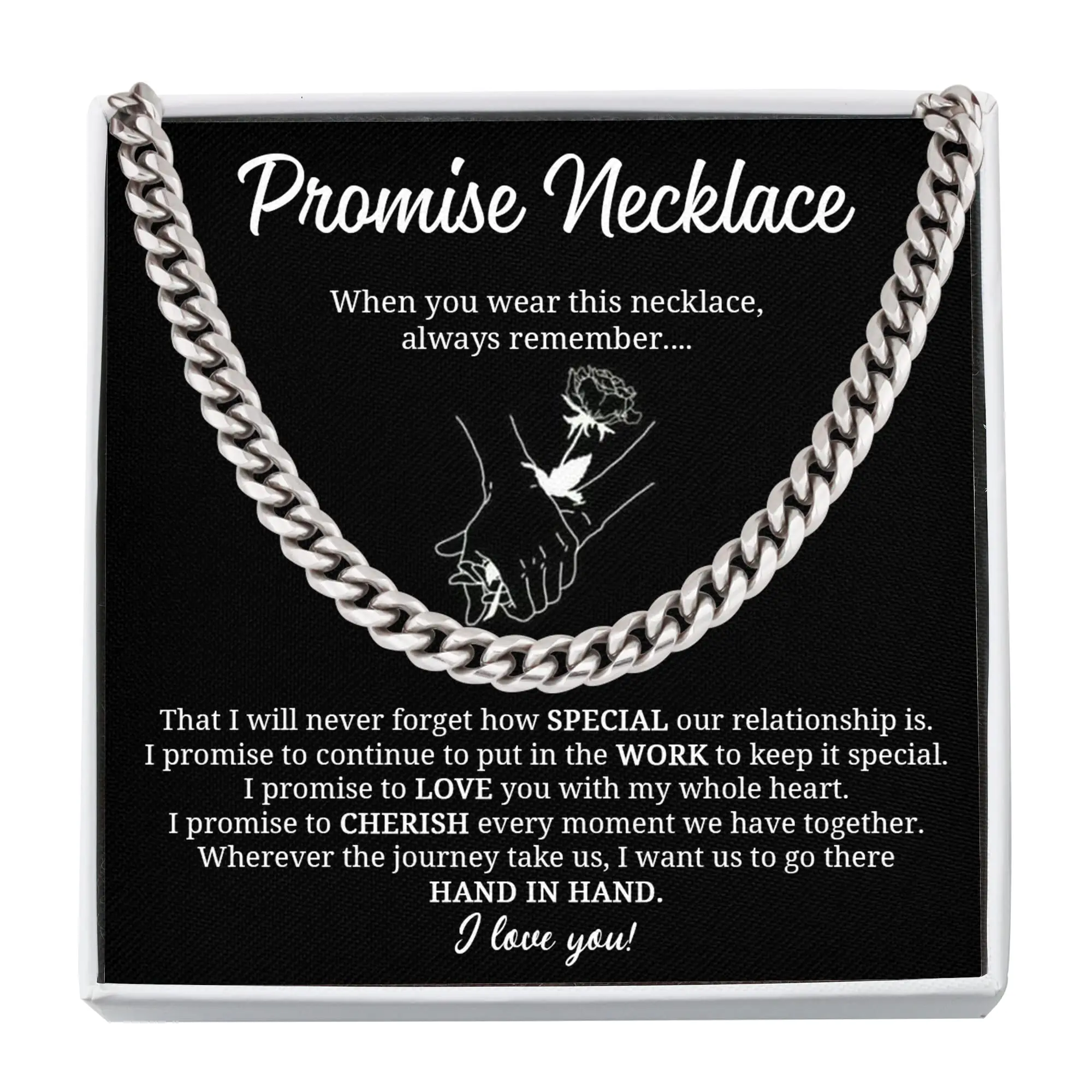 Cuban Link Chain Promise Necklace To My Boyfriend From Girlfriend For Boyfriend, Gifts, Jewelry, with Message Card, Box, For Birthday, Valentines, Christmas