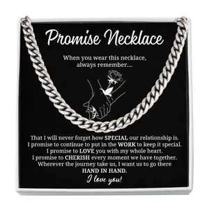 Cuban Link Chain Promise Necklace To My Boyfriend From Girlfriend For Boyfriend, Gifts, Jewelry, with Message Card, Box, For Birthday, Valentines, Christmas