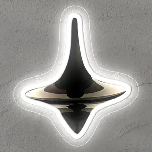 Inception Movie Spinning Top Neon Light, Black Top, USB-Powered Endless Spinning Top, Great for Game Rooms, Bedrooms, Offices, or as an Art Decoration With Adjustable Brightness