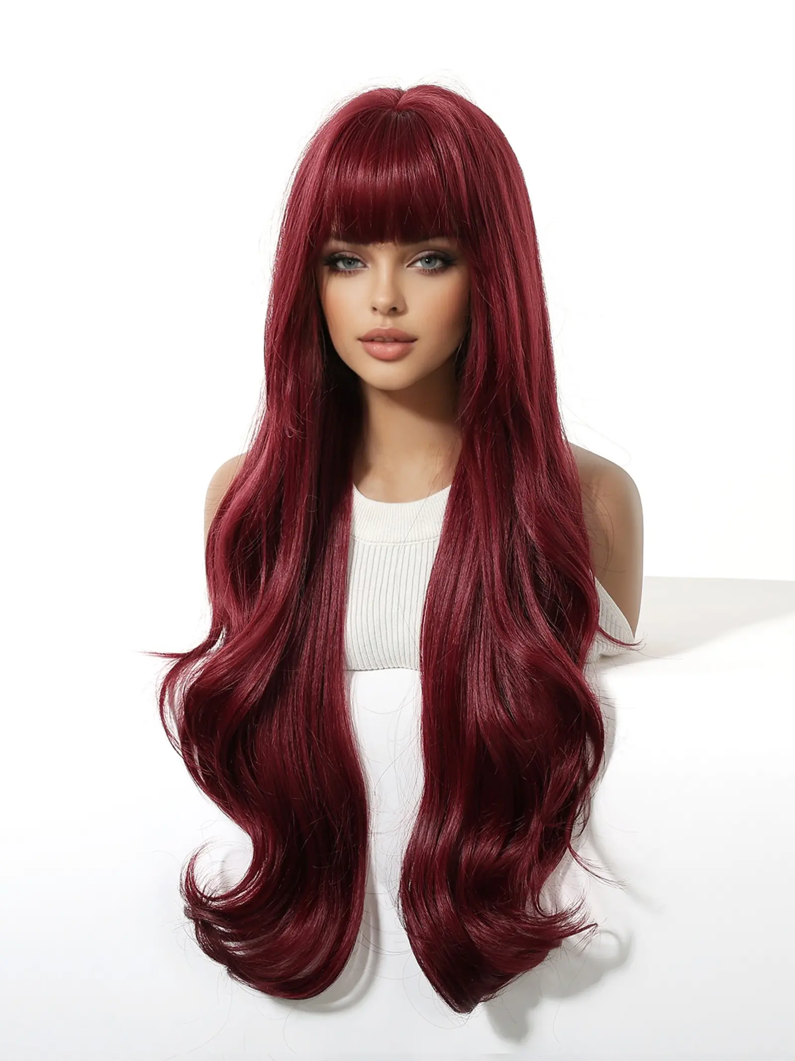 Long Curly Layered Human Hair Wig with Bangs Heat Resistant Lightweight Curly Wig With Bangs - Etsy main image 4
