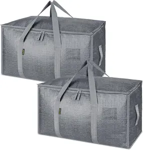 Extra Large Storage Totes with Zippers & Carrying Handles Set of 6 Space-Saving Solution Winter Gray Durable 27"x15"x14" 24-Gallon Capacity 50 lb Weight Capacity Open Top Design
