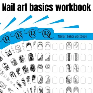10PCS nail art painting practice book, copy board, nail art beginners line hook flower hand-painted practice tool, reusable, nail art tools, set, holiday nail art practice, nail art style practice, Nail Art Kit