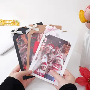 10pcs 6 Inch Paper Photo Frames, Christmas Tree 6 Inch Picture Frame, Bow Hanging Cardboard Frame, Family Pet Photos Decor