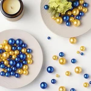 200 count Vase Filler  Beads No Hole Faux Polish  for Centerpieces Vases Beads for vases  Birthday Wedding Party Table Decor (Blue and )