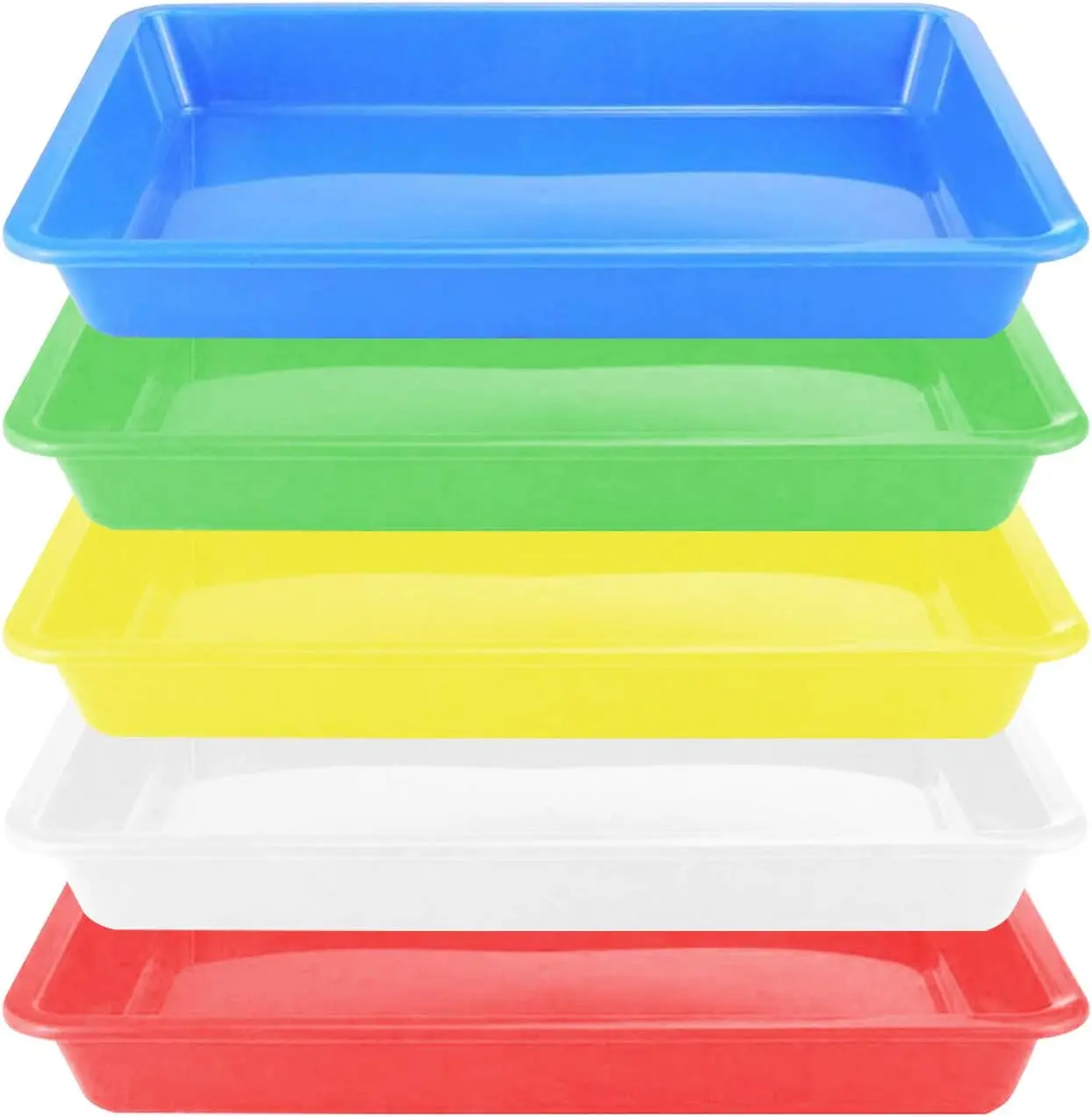 Pack of 5 Stackable Activity Crafts Organizer, Plastic Art Trays, Serving, Jewelry Tray for DIY Projects, Painting, Beads, Organizing Supply (9.6 x 7.08 x 0.94 inch)
