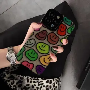 Funny smiley face pattern phone case, full coverage camera protection, shock resistant phone case for iPhone series, phone protector for 11 12 13 14 15 Pro Max phone case, PC smartphone protection accessories