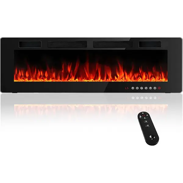 PUKAMI 72 inch Electric Fireplace Recessed and Wall Mounted,750/1500W Fireplace Heater and Linear Fireplace with Touch Screen Control Panel, Timer,Remote Control,Adjustable Flame Color and Speed,dorm essentials,home essentials