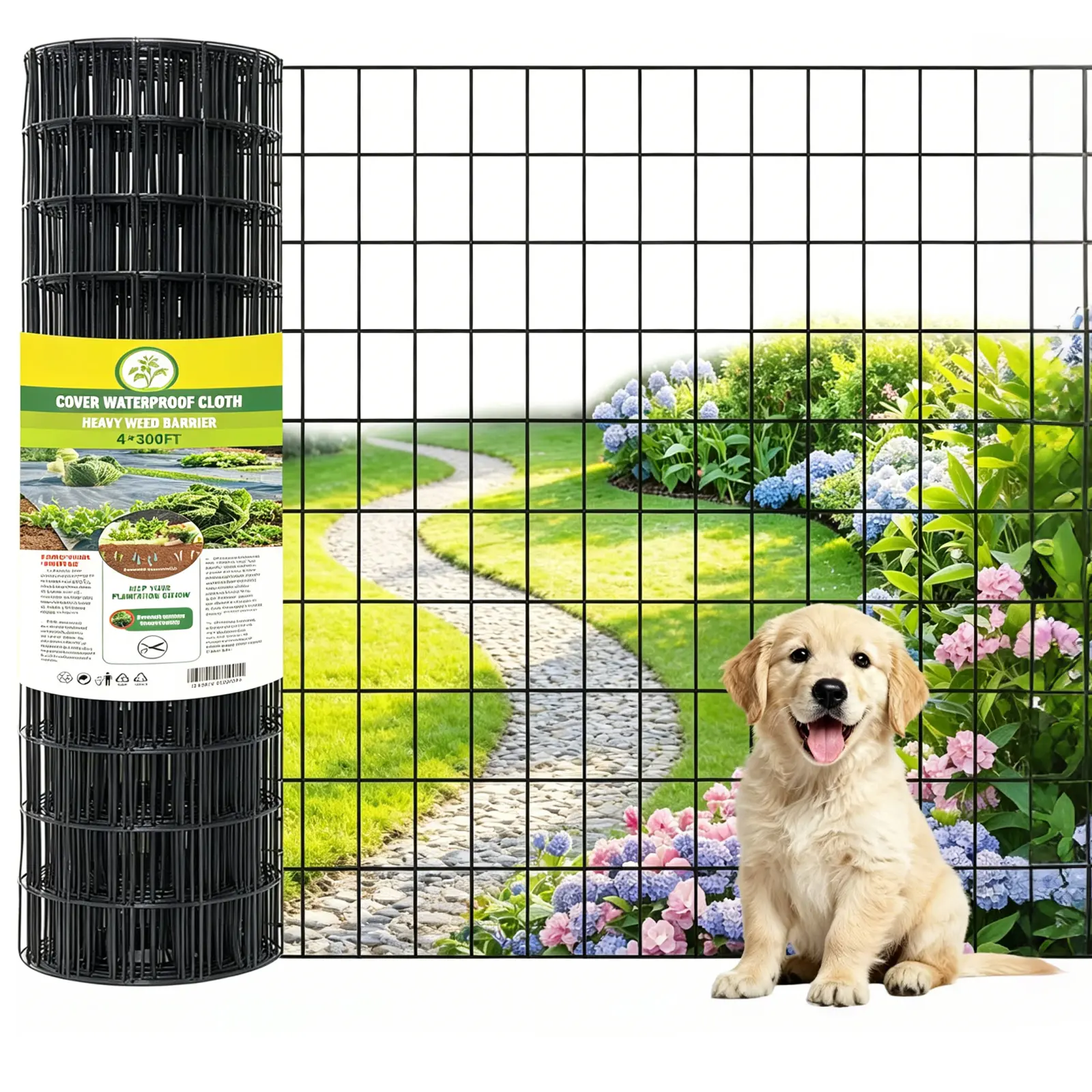 Black Metal PVC Coated Welded Wire Fence Roll - 36 inch(H) x 50 ft(L), 2 inch x 3 inch,Outdoor Metal Fencing for Dogs Border Yard Vegetable Plant Protection Poultry Netting, Durability, Rectangle