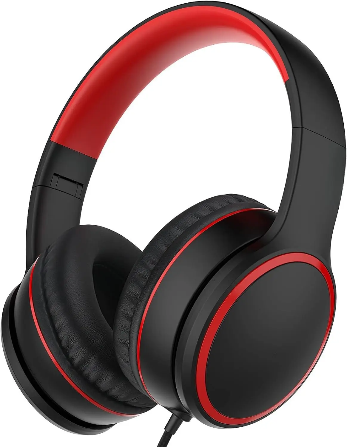R10 Over-Ear Headphones with Microphone, Lightweight Folding Stereo Bass Headset with 1.5M No-Tangle Cord, Portable Wired Headphones for Smartphone Tablet Computer MP3 / 4 (Black)
