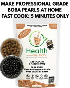 2.2 LB (33+ servings) Natural Ingredients Low Calorie Fast Cook (5 minutes) Boba Pearls Black Tapioca Flavor, Sugar Free, Gluten-Free, Vegan