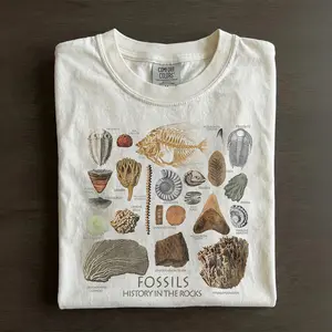 Vintage Fossils History in the Rocks Shirt, Paleontology Graphic Tee, Dinosaur Fossil Lover T-Shirt, Geology Science Aesthetic Shirt, Prehistoric Nature Graphic Tee, Comfort Colors Cotton Unisex Gift