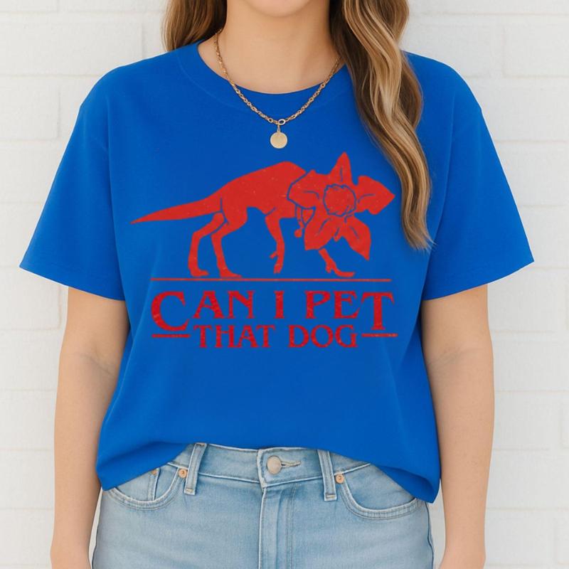 Can I Pet That Dog T-Shirt, Funny Demodog Parody Graphic Tee, Cute Horror Dog Inspired Unisex Shirt, Dog Lover Gift